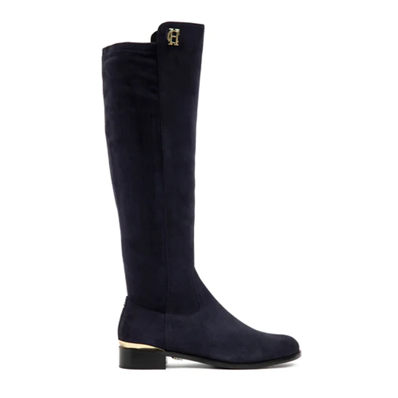 Holland Cooper Albany Knee Boot - Ink Navy Suede-1